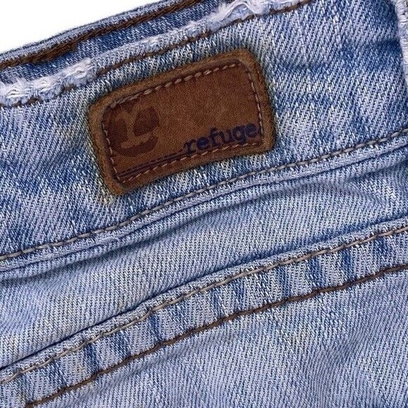 Refuge Jean Shorts Women Size 1 Light Wash Fade Destructed Denim Cut Off - Picture 5 of 6